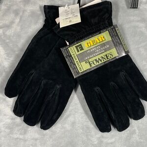 Fownes Gear Black Genuine Leather Suede Lined Winter Gloves XL NEW